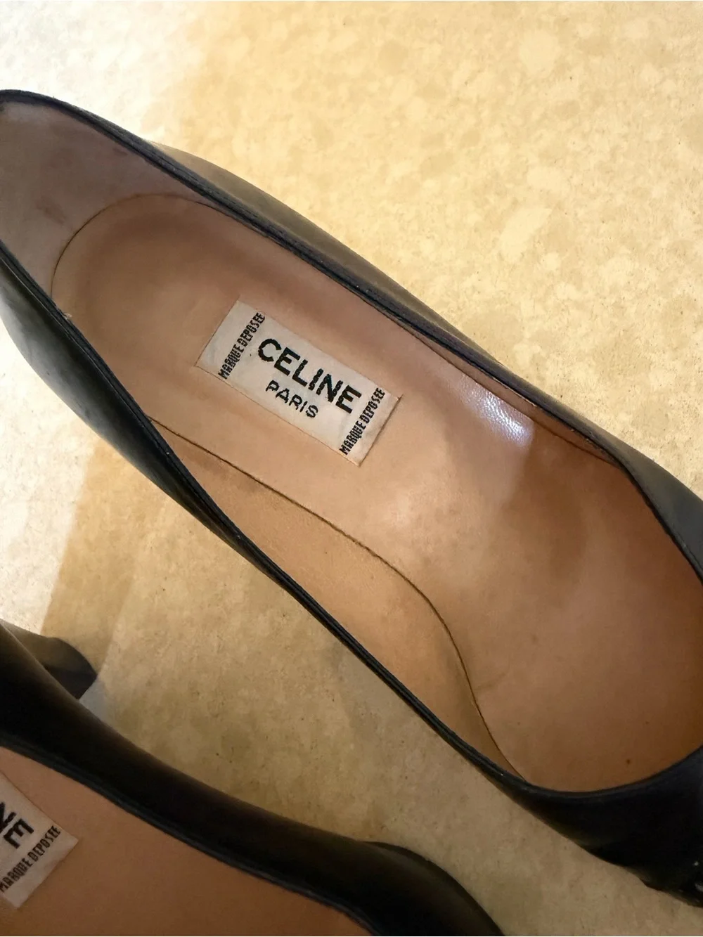 Vintage Céline black leather pumps Alligator cap toes women’s size eu 34